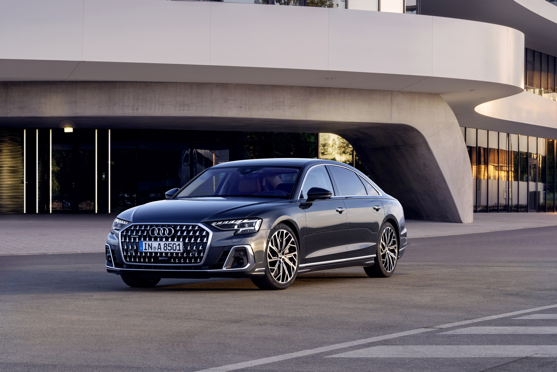 2022 Audi A8 L (Color: Manhattan Grey) Front Three-Quarter Wallpapers (7)