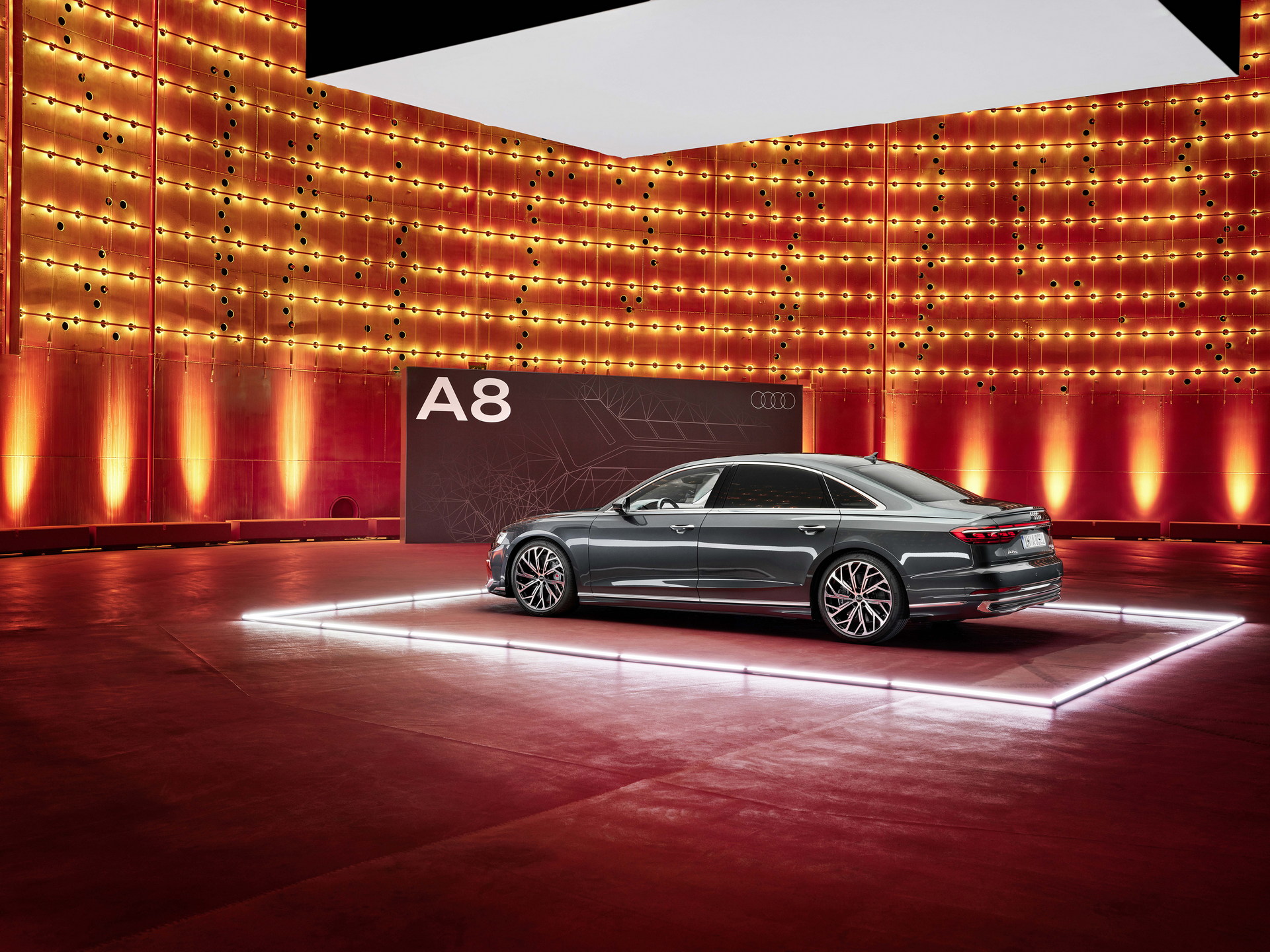 2022 Audi A8 L (Color: Manhattan Grey) Rear Three-Quarter Wallpapers #72 of 91
