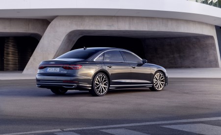2022 Audi A8 L (Color: Manhattan Grey) Rear Three-Quarter Wallpapers 450x275 (8)