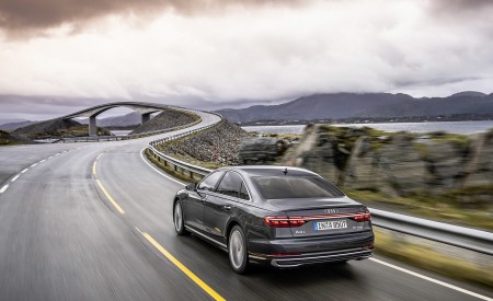 2022 Audi A8 L (Color: Manhattan Grey) Rear Three-Quarter Wallpapers 450x275 (17)