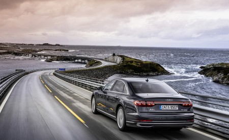 2022 Audi A8 L (Color: Manhattan Grey) Rear Wallpapers 450x275 (18)