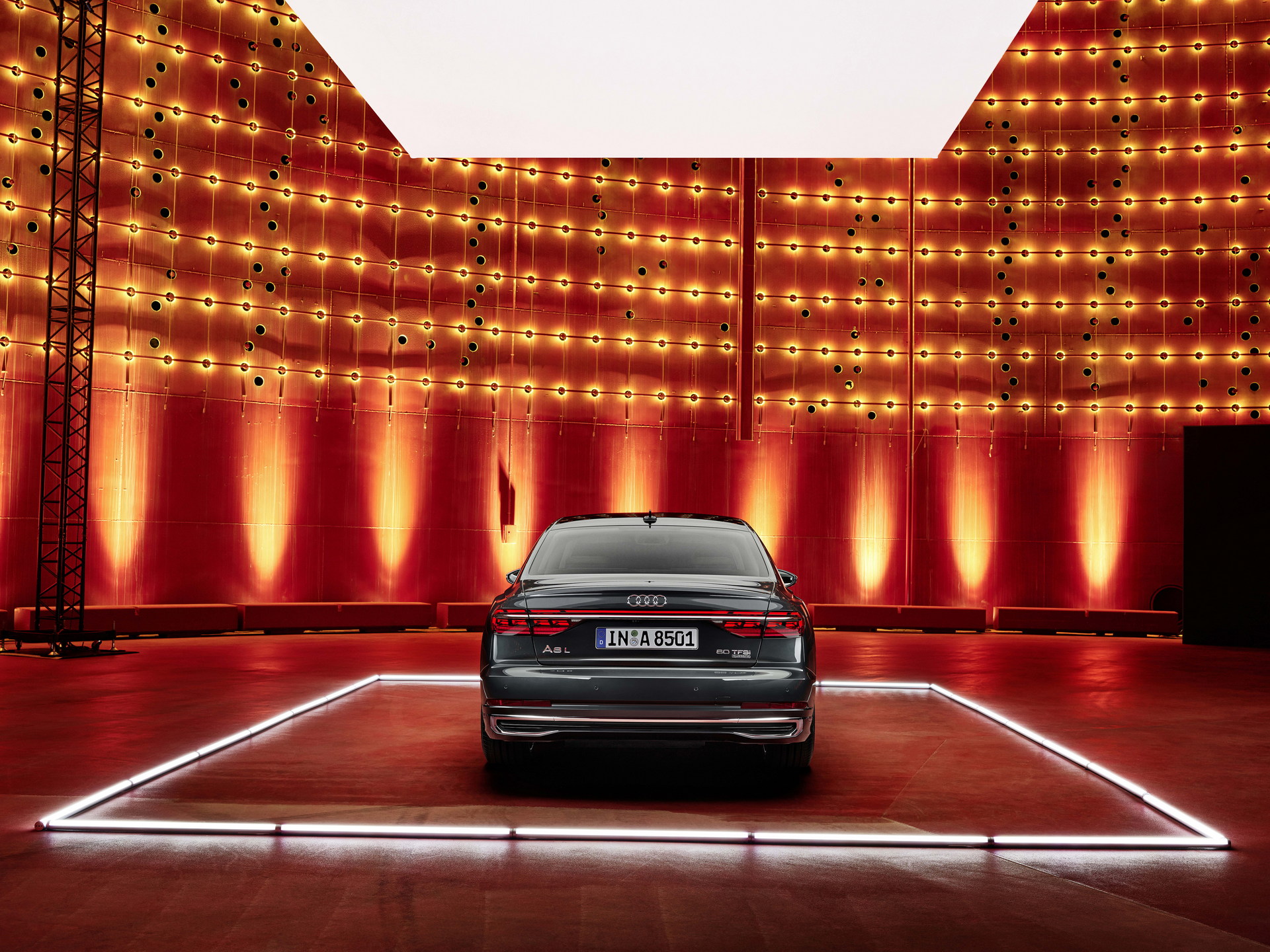 2022 Audi A8 L (Color: Manhattan Grey) Rear Wallpapers #74 of 91
