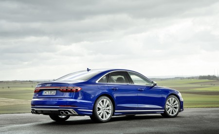 2022 Audi S8 (Color: Ultra Blue) Rear Three-Quarter Wallpapers  450x275 (19)