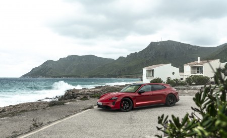 2022 Porsche Taycan GTS Sport Turismo (Color: Carmine Red) Front Three-Quarter Wallpapers 450x275 (78)