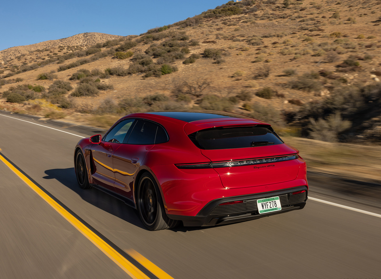 2022 Porsche Taycan GTS Sport Turismo (Color: Carmine Red) Rear Three-Quarter Wallpapers (10)