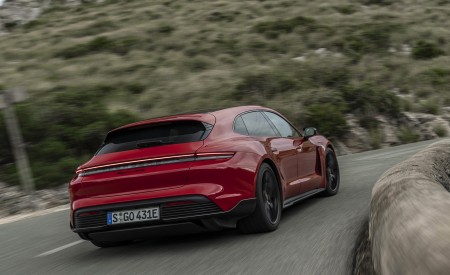 2022 Porsche Taycan GTS Sport Turismo (Color: Carmine Red) Rear Wallpapers 450x275 (29)