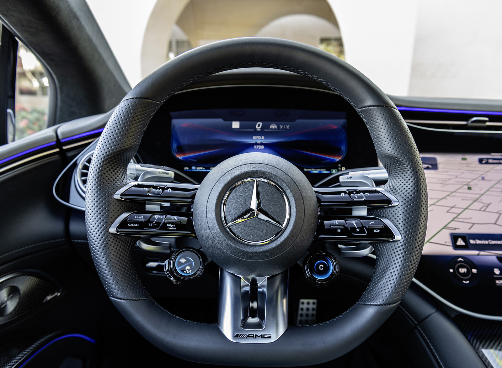 2022 Mercedes-AMG EQS 53 4MATIC+ (Color: Diamond White Bright) Interior Steering Wheel Wallpapers #72 of 76