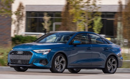 2022 Audi A3 (Color: Atoll Blue; US-Spec) Front Three-Quarter Wallpapers 450x275 (21)