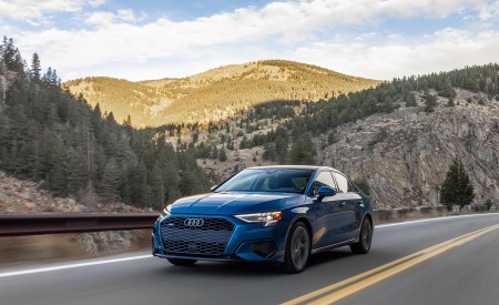 2022 Audi A3 (Color: Atoll Blue; US-Spec) Front Three-Quarter Wallpapers  450x275 (5)