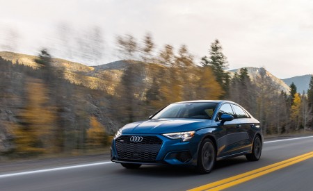 2022 Audi A3 (Color: Atoll Blue; US-Spec) Front Three-Quarter Wallpapers 450x275 (6)