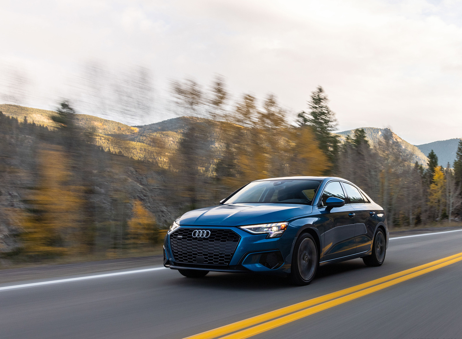 2022 Audi A3 (Color: Atoll Blue; US-Spec) Front Three-Quarter Wallpapers (6)