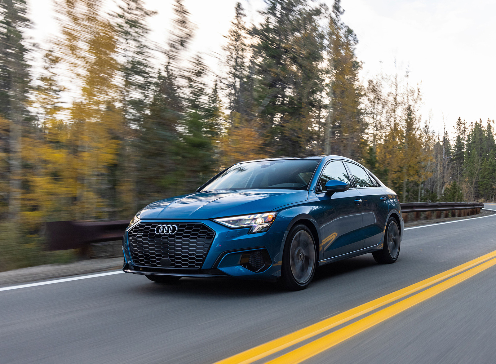 2022 Audi A3 (Color: Atoll Blue; US-Spec) Front Three-Quarter Wallpapers (3)