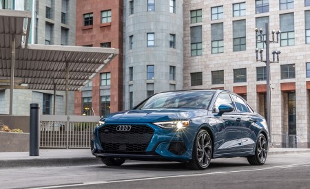 2022 Audi A3 (Color: Atoll Blue; US-Spec) Front Three-Quarter Wallpapers 450x275 (25)