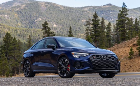 2022 Audi S3 (Color: Navarra Blue; US-Spec) Front Three-Quarter Wallpapers 450x275 (72)