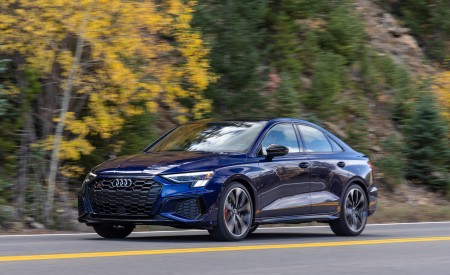 2022 Audi S3 (Color: Navarra Blue; US-Spec) Front Three-Quarter Wallpapers 450x275 (55)