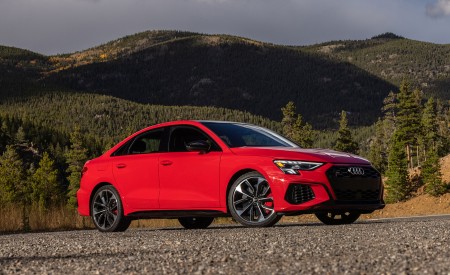 2022 Audi S3 (Color: Tango Red; US-Spec) Front Three-Quarter Wallpapers 450x275 (18)