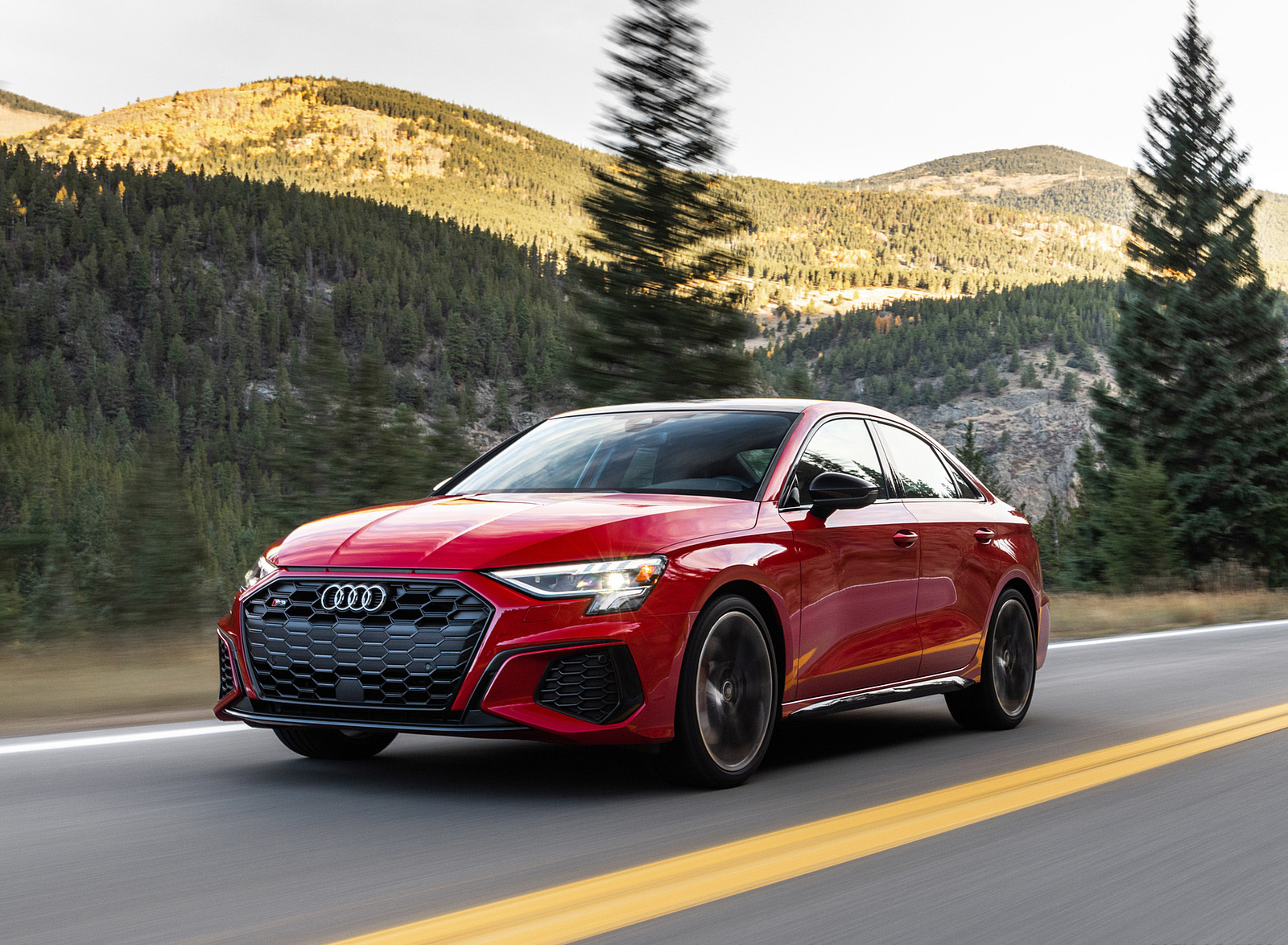 2022 Audi S3 (Color: Tango Red; US-Spec) Front Three-Quarter Wallpapers (1)