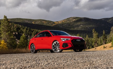 2022 Audi S3 (Color: Tango Red; US-Spec) Front Three-Quarter Wallpapers 450x275 (19)
