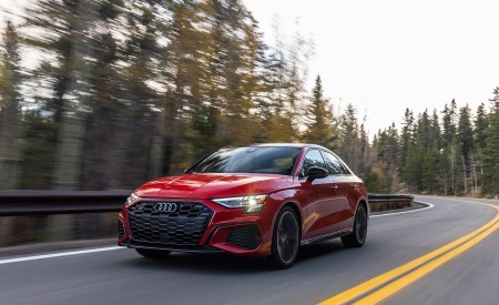 2022 Audi S3 (Color: Tango Red; US-Spec) Front Three-Quarter Wallpapers 450x275 (9)