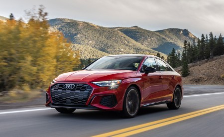 2022 Audi S3 (Color: Tango Red; US-Spec) Front Three-Quarter Wallpapers 450x275 (3)