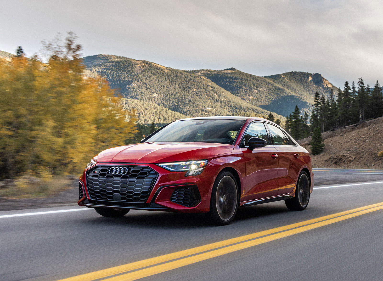 2022 Audi S3 (Color: Tango Red; US-Spec) Front Three-Quarter Wallpapers #3 of 90