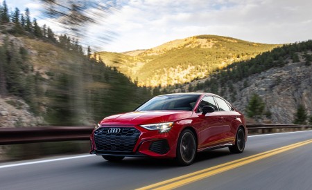 2022 Audi S3 (Color: Tango Red; US-Spec) Front Three-Quarter Wallpapers 450x275 (4)