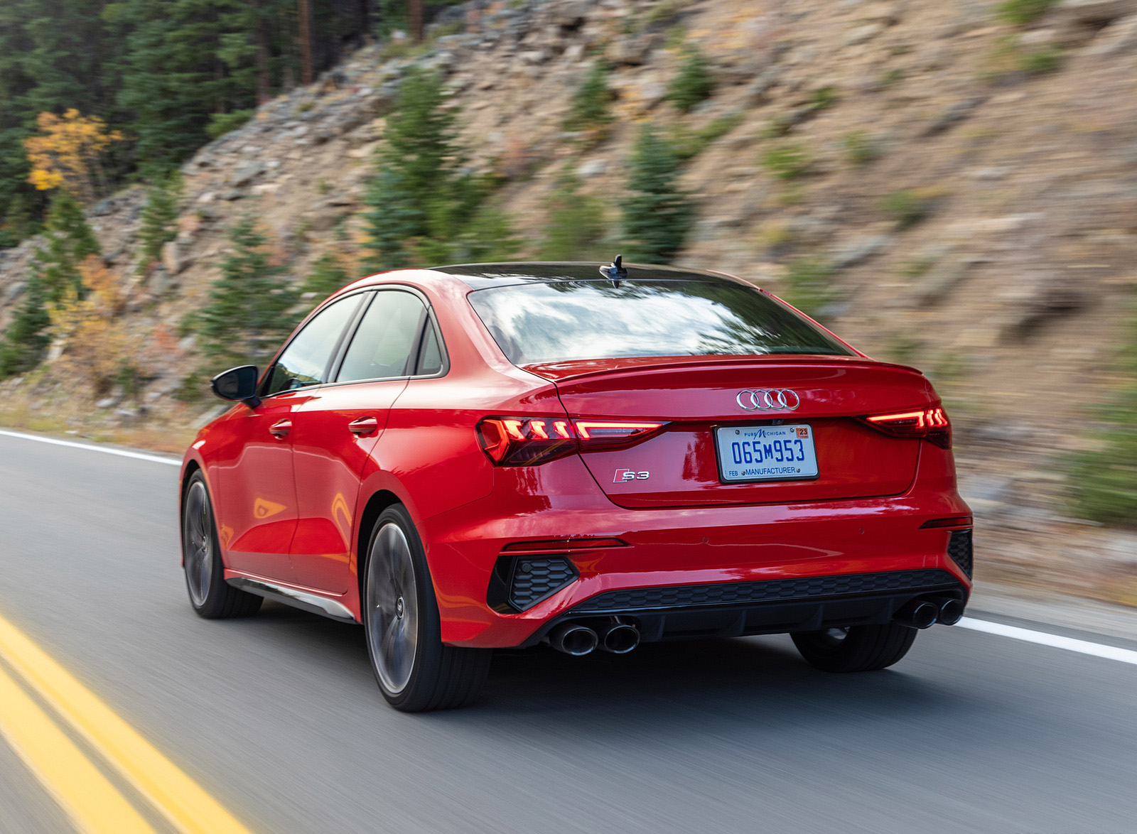 2022 Audi S3 (Color: Tango Red; US-Spec) Rear Three-Quarter Wallpapers #16 of 90