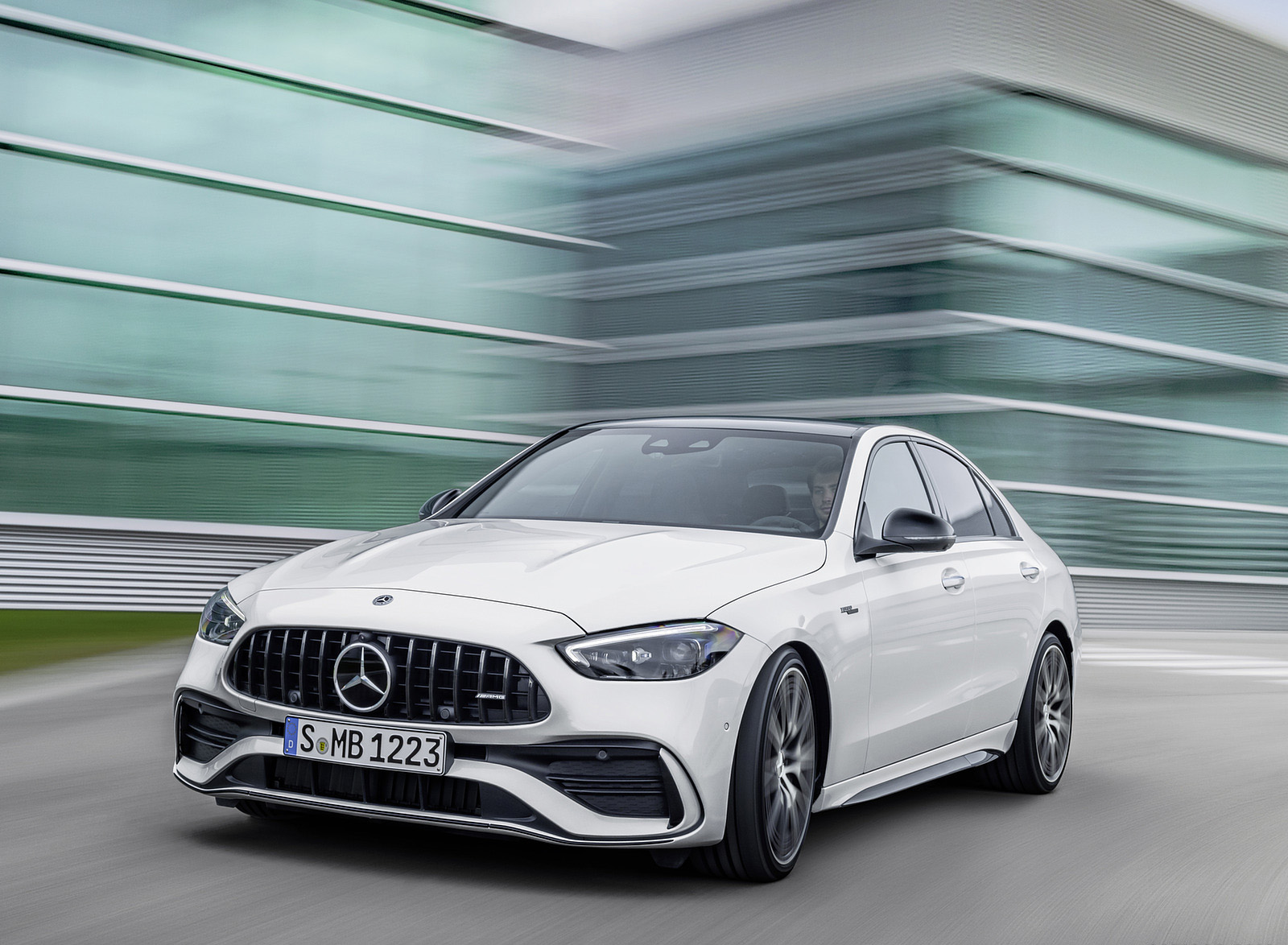2023 Mercedes-AMG C 43 4MATIC (Color: Opalite White) Front Three-Quarter Wallpapers (8)