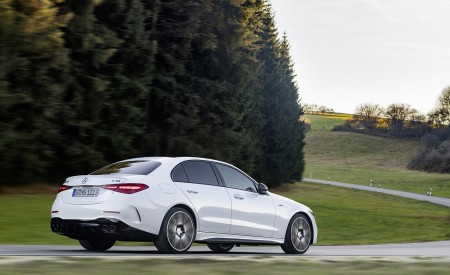2023 Mercedes-AMG C 43 4MATIC (Color: Opalite White) Rear Three-Quarter Wallpapers 450x275 (6)