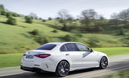 2023 Mercedes-AMG C 43 4MATIC (Color: Opalite White) Rear Three-Quarter Wallpapers 450x275 (2)