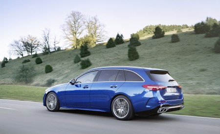 2023 Mercedes-AMG C 43 Estate 4MATIC T-Modell (Color: Spectral Blue) Rear Three-Quarter Wallpapers 450x275 (7)