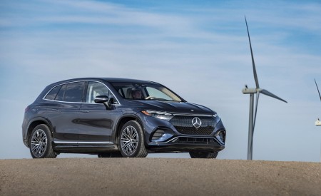 2023 Mercedes-Benz EQS SUV 580 4MATIC AMG Line (Color: Sodalite Blue) Front Three-Quarter Wallpapers 450x275 (182)