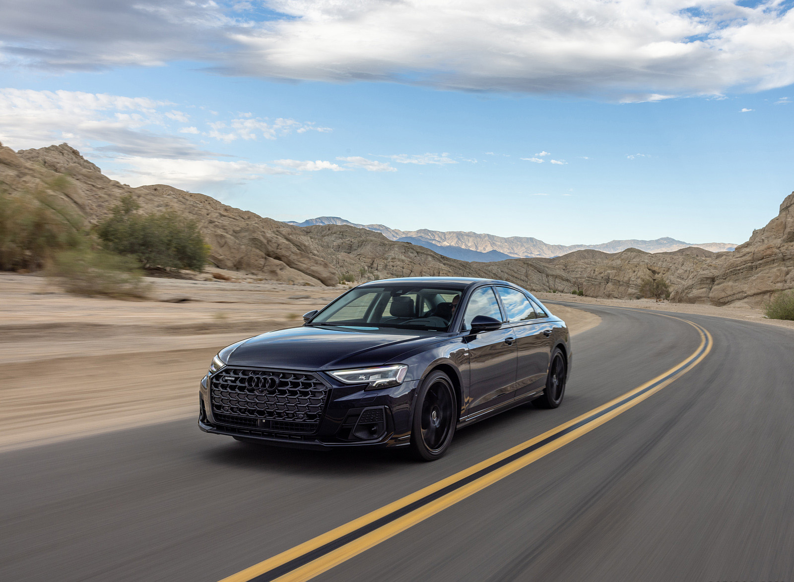 2022 Audi A8 (Color: Firmament Blue; US-Spec) Front Three-Quarter Wallpapers (4)