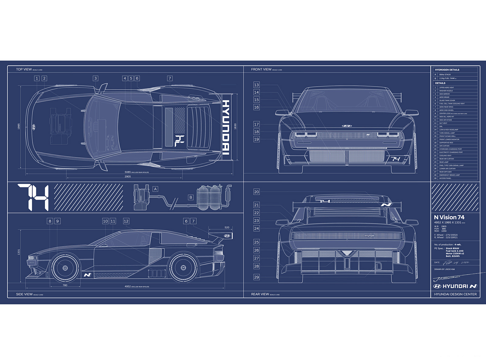 2022 Hyundai N Vision 74 Concept Dimensions Wallpapers #41 of 42