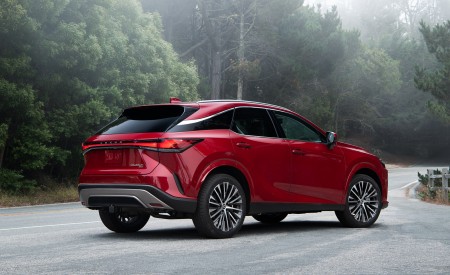 2023 Lexus RX 350h AWD (Color: Red Mica) Rear Three-Quarter Wallpapers 450x275 (10)