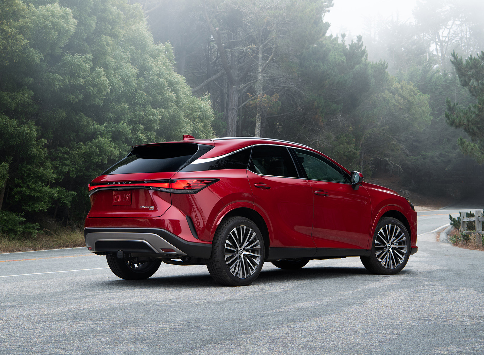2023 Lexus RX 350h AWD (Color: Red Mica) Rear Three-Quarter Wallpapers (10)