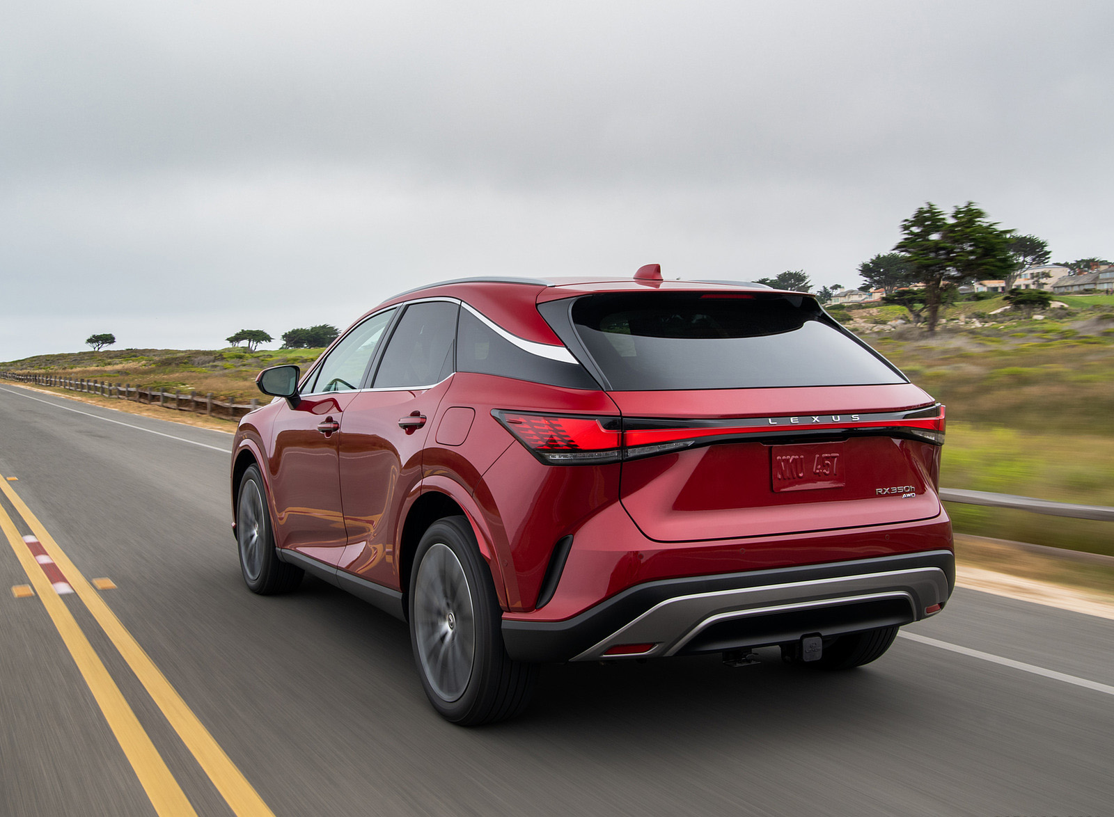 2023 Lexus RX 350h AWD (Color: Red Mica) Rear Three-Quarter Wallpapers (4)