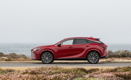 2023 Lexus RX 350h AWD (Color: Red Mica) Side Wallpapers 450x275 (15)