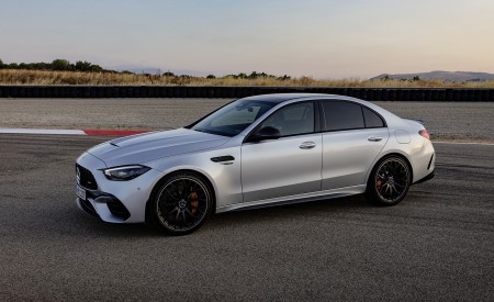 2023 Mercedes-AMG C 63 S E Performance Sedan (Color: High Tech Silver) Front Three-Quarter Wallpapers 450x275 (13)