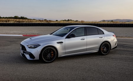 2023 Mercedes-AMG C 63 S E Performance Sedan (Color: High Tech Silver) Front Three-Quarter Wallpapers 450x275 (13)
