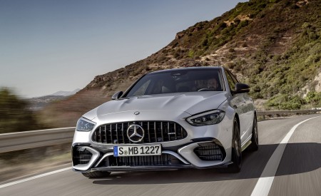 2023 Mercedes-AMG C 63 S E Performance Sedan (Color: High Tech Silver) Front Wallpapers 450x275 (3)