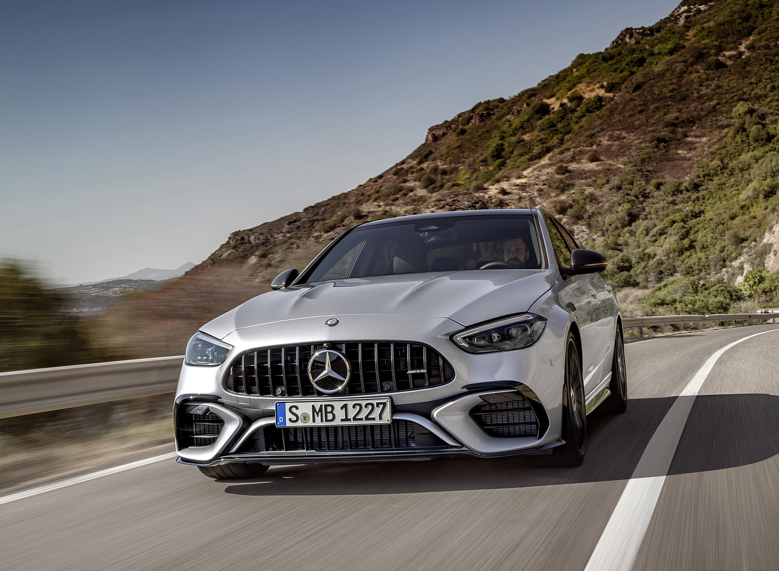2023 Mercedes-AMG C 63 S E Performance Sedan (Color: High Tech Silver) Front Wallpapers (3)