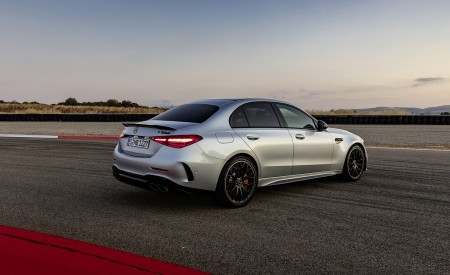 2023 Mercedes-AMG C 63 S E Performance Sedan (Color: High Tech Silver) Rear Three-Quarter Wallpapers 450x275 (15)