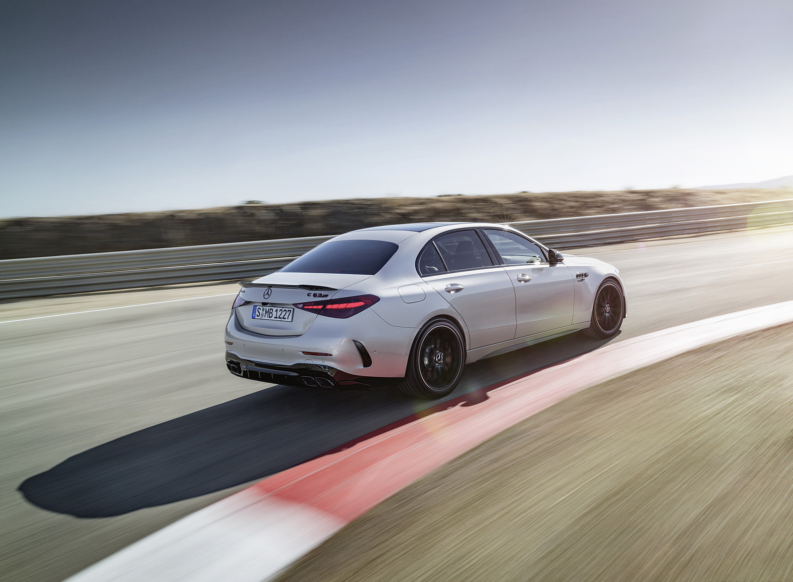 2023 Mercedes-AMG C 63 S E Performance Sedan (Color: High Tech Silver) Rear Three-Quarter Wallpapers (10)