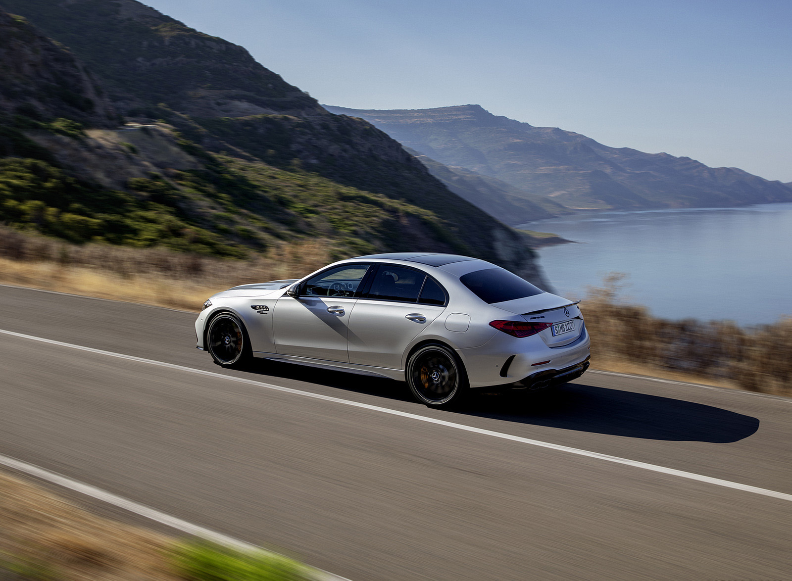 2023 Mercedes-AMG C 63 S E Performance Sedan (Color: High Tech Silver) Rear Three-Quarter Wallpapers (4)