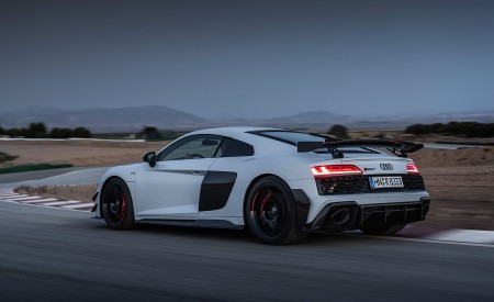 2023 Audi R8 Coupe V10 GT RWD (Color: Suzuka Grey) Rear Three-Quarter Wallpapers 450x275 (4)