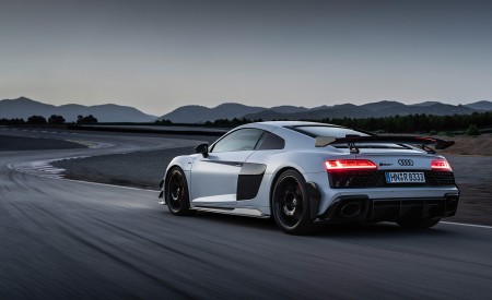 2023 Audi R8 Coupe V10 GT RWD (Color: Suzuka Grey) Rear Three-Quarter Wallpapers 450x275 (3)