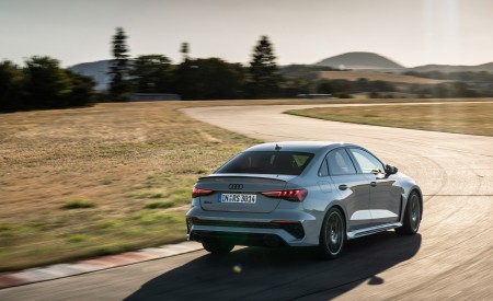 2023 Audi RS 3 Sedan Performance Edition (Color: Arrow Gray Pearl Effect) Rear Three-Quarter Wallpapers 450x275 (19)