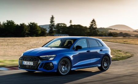 2023 Audi RS 3 Sportback Performance Edition (Color: Nogaro Blue Pearl Effect) Front Three-Quarter Wallpapers 450x275 (25)