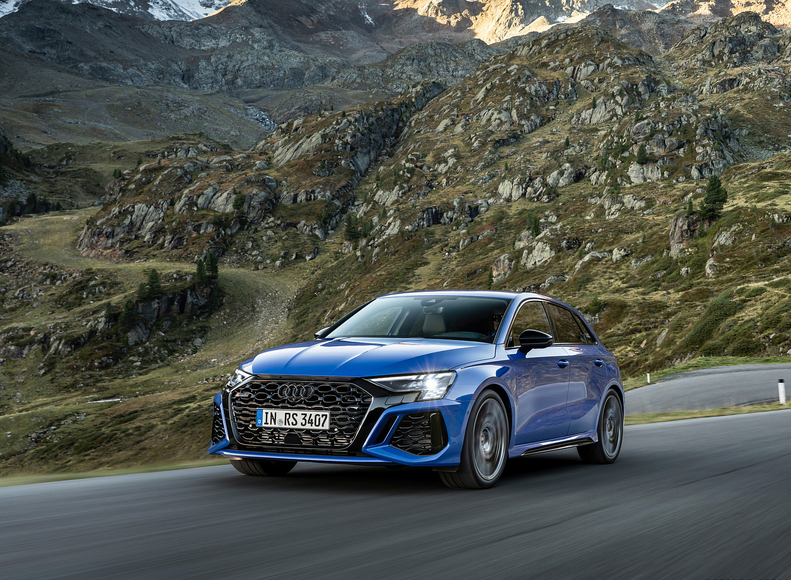 2023 Audi RS 3 Sportback Performance Edition (Color: Nogaro Blue Pearl Effect) Front Three-Quarter Wallpapers (5)